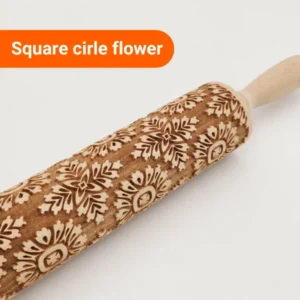 Embossed Rolling Pin - Square circle flower